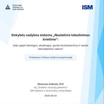 Nuolatinio tobulėjimo metodikos diegimas